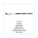 Gel Pen, Stick, Medium 0.7 Mm, Black Ink, Silver/black Barrel, Dozen