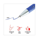 Comfort Grip Gel Pen, Retractable, Medium 0.7 Mm, Blue Ink, Silver Barrel, Dozen