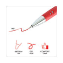 Comfort Grip Gel Pen, Retractable, Medium 0.7 Mm, Red Ink, Silver Barrel, Dozen