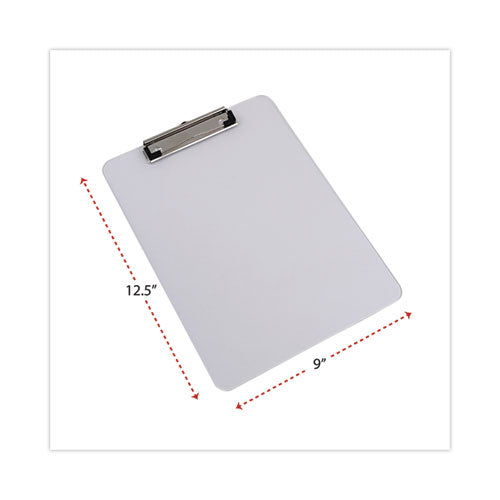 Plastic Clipboard With Low Profile Clip, 0.5" Clip Capacity, Holds 8.5 X 11 Sheets, Clear