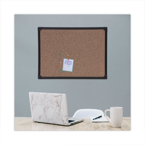 Tech Cork Board, 24 X 18, Cork Surface, Black Aluminum Frame