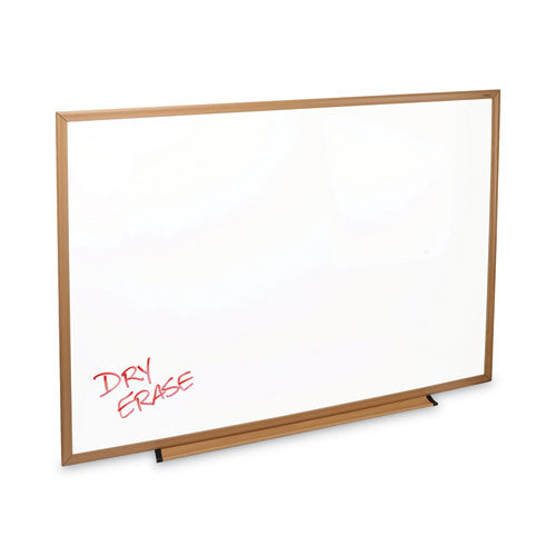 Deluxe Melamine Dry Erase Board, 48 X 36, Melamine White Surface, Oak Fiberboard Frame