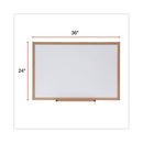 Deluxe Melamine Dry Erase Board, 36 X 24, Melamine White Surface, Oak Fiberboard Frame