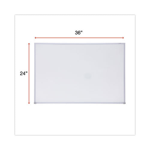 Melamine Dry Erase Board With Aluminum Frame, 36 X 24, White Surface, Anodized Aluminum Frame