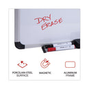 Deluxe Porcelain Magnetic Dry Erase Board, 48 X 36, White Surface, Silver/black Aluminum Frame