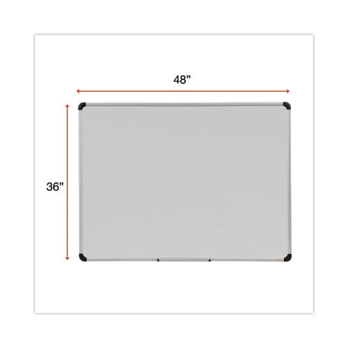 Deluxe Porcelain Magnetic Dry Erase Board, 48 X 36, White Surface, Silver/black Aluminum Frame