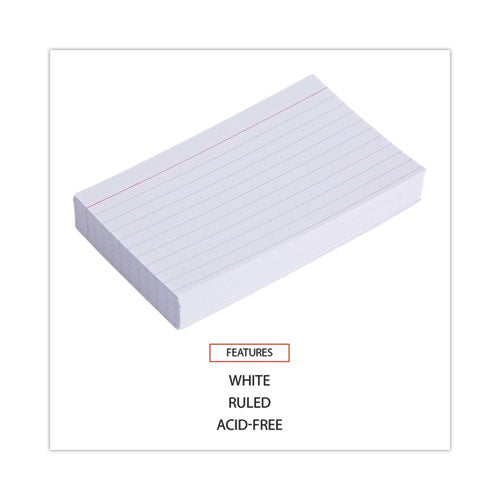 Ruled Index Cards, 3 X 5, White, 100/pack