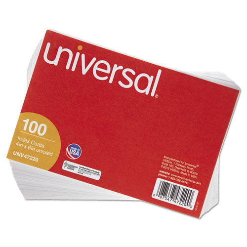 Unruled Index Cards, 4 X 6, White, 100/pack