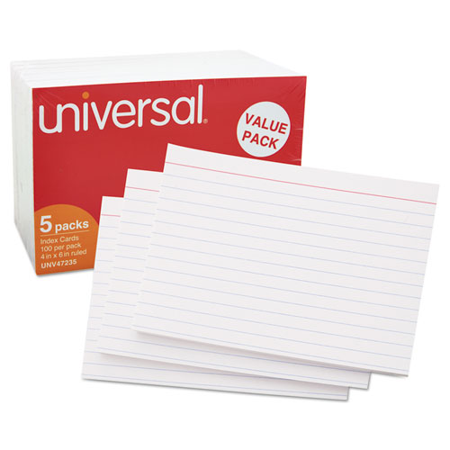 Ruled Index Cards, 4 X 6, White, 500/pack