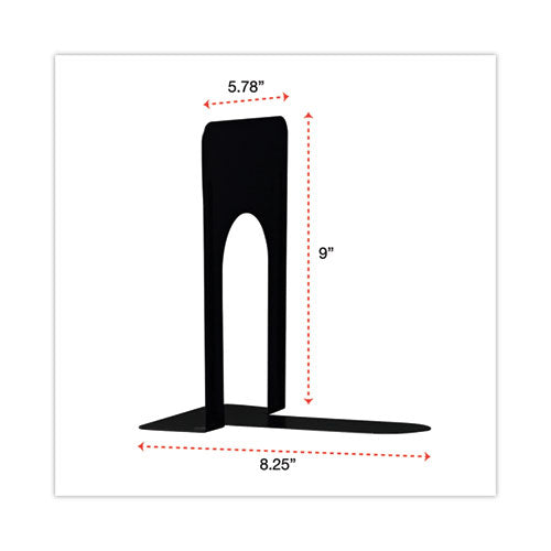 Economy Bookends, Standard, 5.88 X 8.25 X 9, Heavy Gauge Steel, Black, 1 Pair