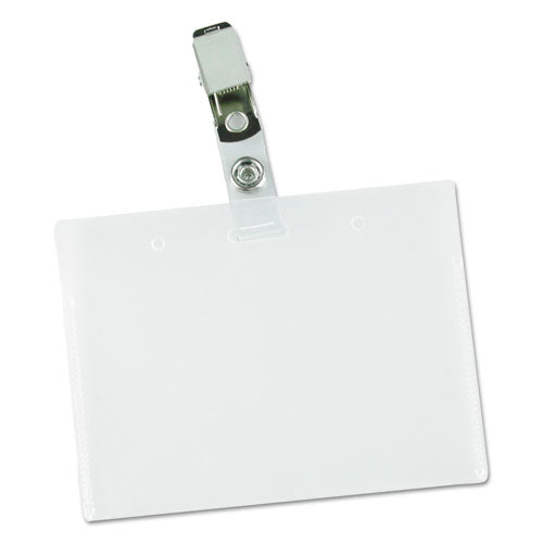 Deluxe Clear Badge Holder W/garment-safe Clips, 2.25 X 3.5, White Insert, 50/box