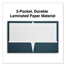 Laminated Two-pocket Folder, Cardboard Paper, 100-sheet Capacity, 11 X 8.5, Navy, 25/box