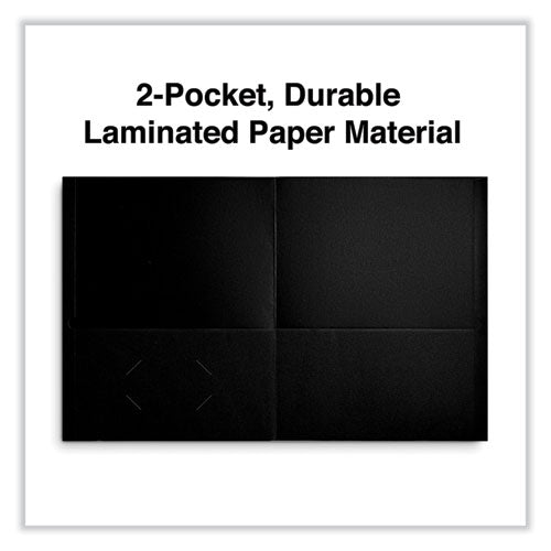 Two-pocket Portfolio, Embossed Leather Grain Paper, 11 X 8.5, Black, 25/box