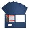 Two-pocket Portfolio, Embossed Leather Grain Paper, 11 X 8.5, Dark Blue, 25/box