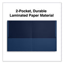 Two-pocket Portfolio, Embossed Leather Grain Paper, 11 X 8.5, Dark Blue, 25/box