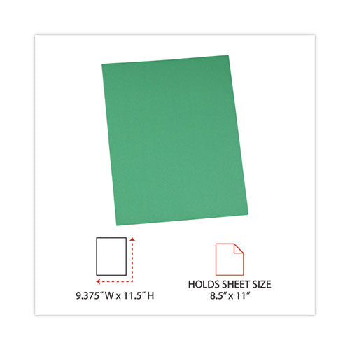 Two-pocket Portfolios With Tang Fasteners, 0.5" Capacity, 11 X 8.5, Green, 25/box