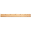 Flat Wood Ruler W/double Metal Edge, Standard, 12" Long, Clear Lacquer Finish