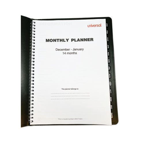 Monthly Planner, 11 X 8, Black Cover, 14-month, Dec 2023 To Jan 2025