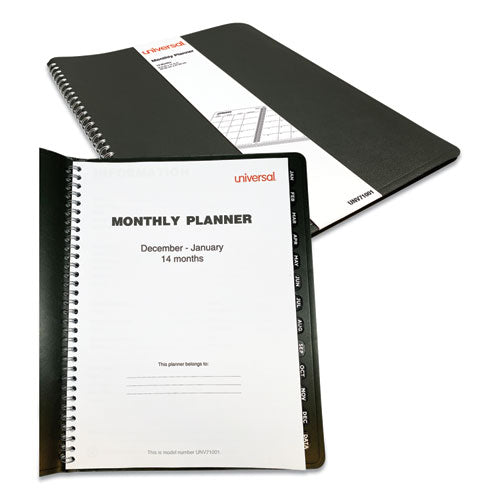 Monthly Planner, 11 X 8, Black Cover, 14-month, Dec 2023 To Jan 2025