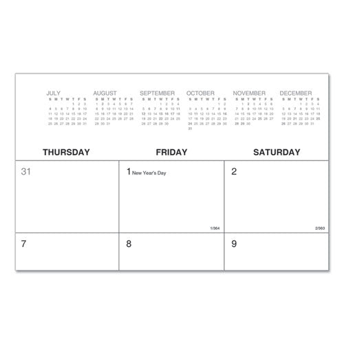 Desk Pad Calendar, 22 X 17, White/black Sheets, Black Binding, Clear Corners, 12-month (jan To Dec): 2024