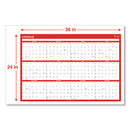 Erasable Wall Calendar, 24 X 36, White/red Sheets, 12-month (jan To Dec): 2024