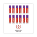 Glue Stick, 1.3 Oz, Applies Purple, Dries Clear, 12/pack