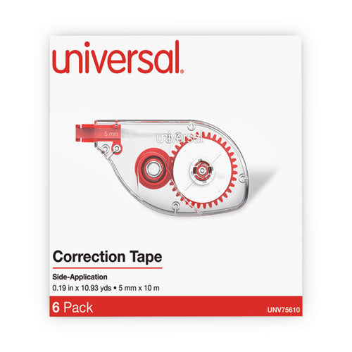 Side-application Correction Tape, Transparent Red Applicator, 0.2" X 393", 6/pack