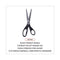 Stainless Steel Office Scissors, Pointed Tip, 7" Long, 3" Cut Length, Black Straight Handle