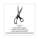 Stainless Steel Office Scissors, 8.5" Long, 3.75" Cut Length, Black Offset Handle