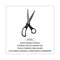 Stainless Steel Office Scissors, 8.5" Long, 3.75" Cut Length, Black Offset Handle