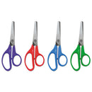 Kids' Scissors, Rounded Tip, 5" Long, 1.75" Cut Length, Assorted Straight Handles, 12/pack