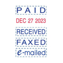 Printy Economy Micro 5-in-1 Date Stamp With Text Plates, Self-inking, 1" X 0.75", Blue/red