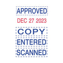 Printy Economy Micro 5-in-1 Date Stamp, Self-inking, 1" X 0.75", Blue/red