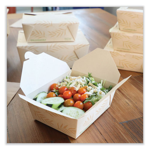 No Tree Folded Takeout Containers, 65 Oz, 6.25 X 8.7 X 2.5, Natural, Sugarcane, 200/carton