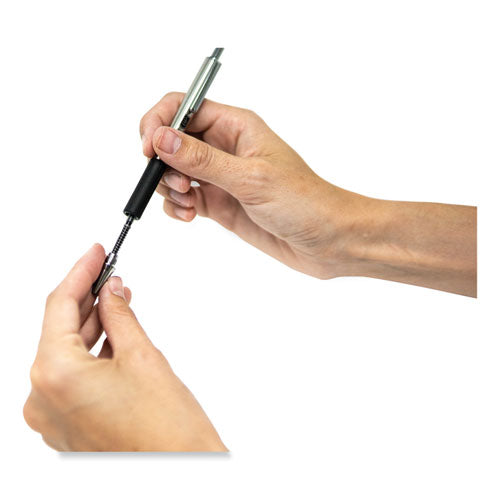 F-402 Ballpoint Pen, Retractable, Fine 0.7 Mm, Black Ink, Stainless Steel/black Barrel