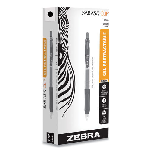 Sarasa Clip Gel Pen, Retractable, Medium 0.7 Mm, Black Ink, Clear Barrel, 12/pack