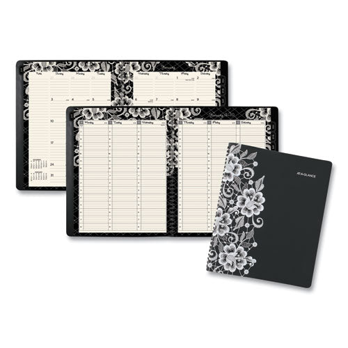 Lacey Weekly Block Format Professional Appointment Book, Lacey Artwork, 11 X 8.5, Black/white, 13-month (jan-jan): 2024-2025
