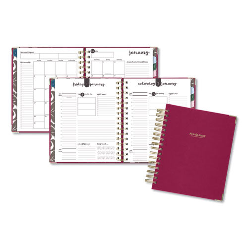 Harmony Daily Hardcover Planner, 8.75 X 7, Berry Cover, 12-month (jan To Dec): 2024