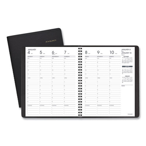Weekly Vertical-column Appointment Book Ruled For Hourly Appointments, 8.75 X 7, Black Cover, 13-month (jan-jan): 2024-2025