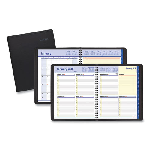 Quicknotes Weekly Block Format Appointment Book, 10 X 8, Black Cover, 12-month (jan To Dec): 2024