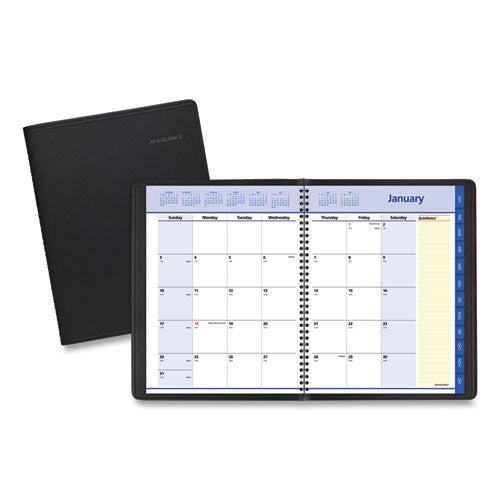 Quicknotes Monthly Planner, 11 X 8.25, Black Cover, 12-month (jan To Dec): 2024