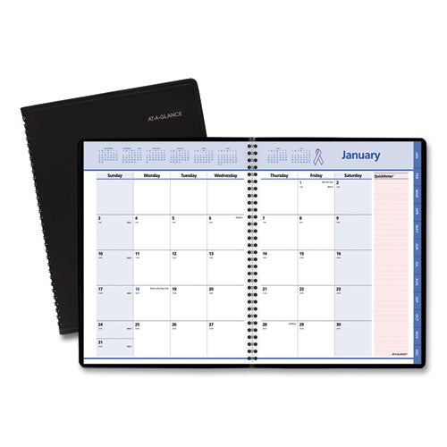 Quicknotes Special Edition Monthly Planner, 11 X 8.25, Black/pink Cover, 12-month (jan To Dec): 2024