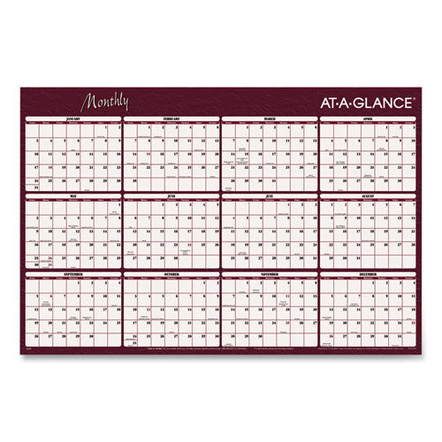 Reversible Horizontal Erasable Wall Planner, 48 X 32, Assorted Sheet Colors, 12-month (jan To Dec): 2024