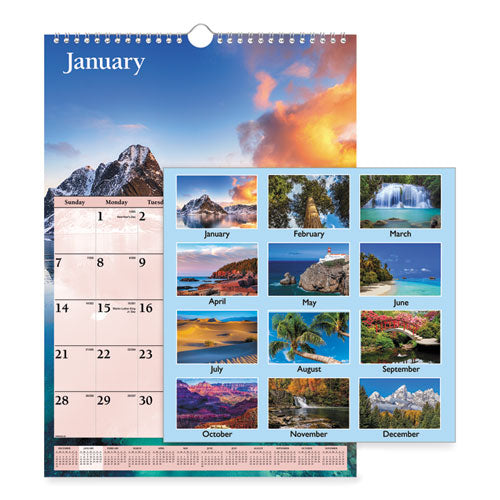 Scenic Monthly Wall Calendar, Scenic Landscape Photography, 12 X 17, White/multicolor Sheets, 12-month (jan To Dec): 2024