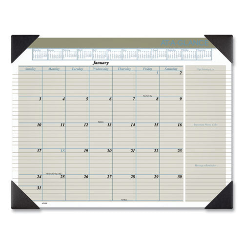 Executive Monthly Desk Pad Calendar, 22 X 17, White Sheets, Black Corners, 12-month (jan To Dec): 2024