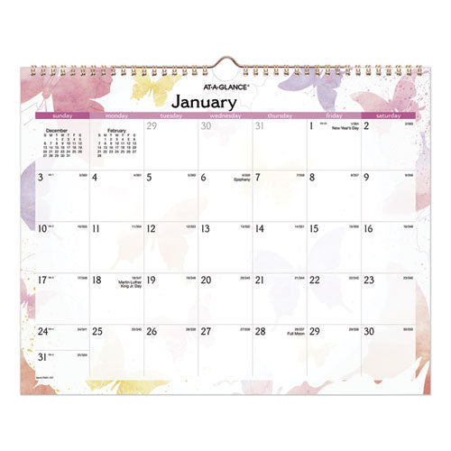 Watercolors Recycled Monthly Wall Calendar, Watercolors Artwork, 15 X 12, White/multicolor Sheets, 12-month (jan-dec): 2024