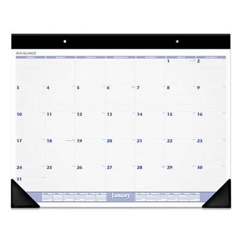 Desk Pad, 24 X 19, White Sheets, Black Binding, Black Corners, 12-month (jan To Dec): 2024
