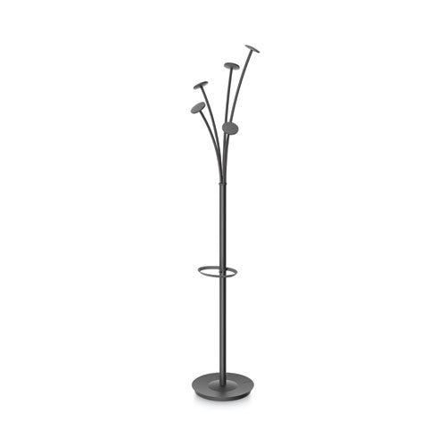 Festival Coat Stand With Umbrella Holder, Five Knobs, 14w X 14d X 73.67h, Black