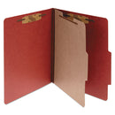 Pressboard Classification Folders, 2" Expansion, 1 Divider, 4 Fasteners, Legal Size, Earth Red Exterior, 10/box