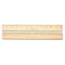 Wood Ruler, Metric And 1/16" Scale With Single Metal Edge, 12"/30 Cm Long